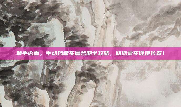 新手必看，手动挡新车磨合期全攻略，助您爱车健康长寿！