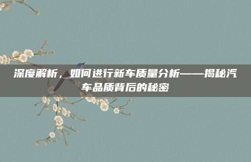 深度解析,如何进行新车质量分析——揭秘汽车品质背后的秘密