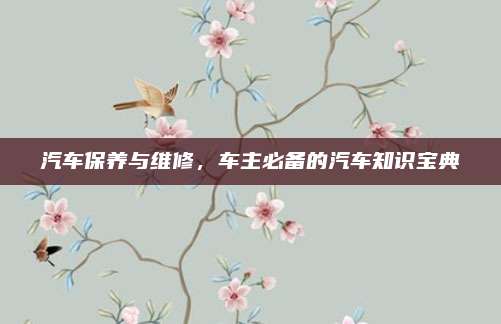 汽车保养与维修,车主必备的汽车知识宝典