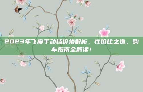 2023年飞度手动挡价格解析,性价比之选,购车指南全解读!
