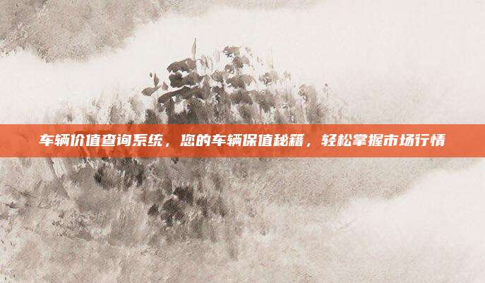 车辆价值查询系统，您的车辆保值秘籍，轻松掌握市场行情