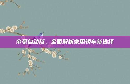 帝豪自动挡,全面解析家用轿车新选择