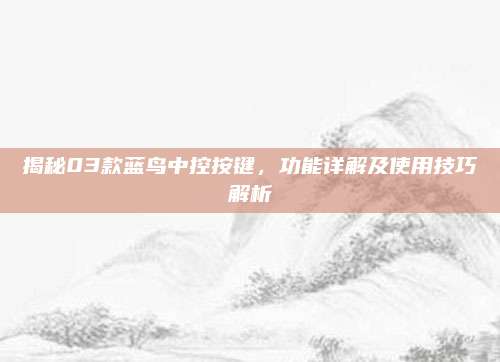揭秘03款蓝鸟中控按键,功能详解及使用技巧解析