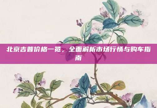 北京吉普价格一览，全面解析市场行情与购车指南