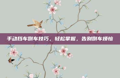 手动挡车倒车技巧,轻松掌握,告别倒车烦恼