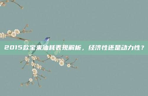 2015款宝来油耗表现解析，经济性还是动力性？
