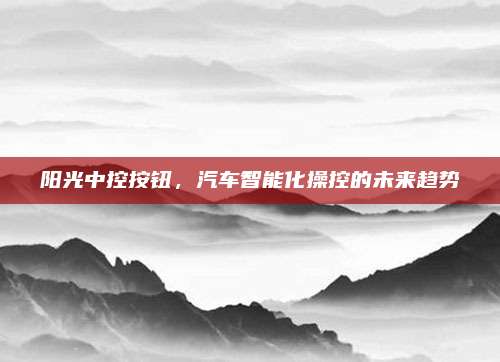 阳光中控按钮,汽车智能化操控的未来趋势