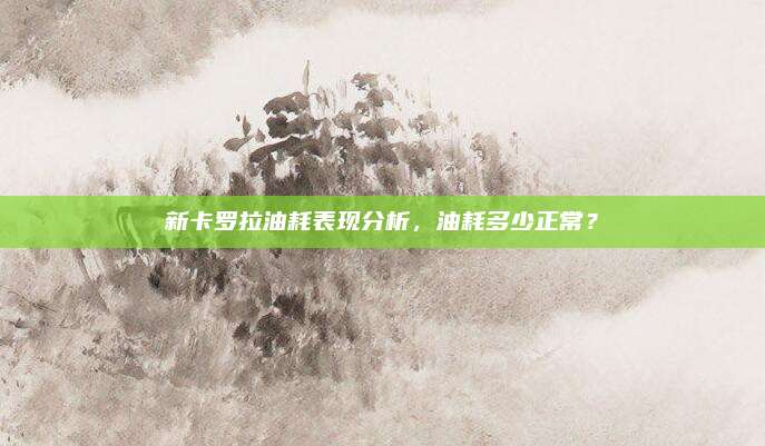 新卡罗拉油耗表现分析，油耗多少正常？