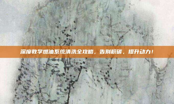 深度教学燃油系统清洗全攻略,告别积碳,提升动力!
