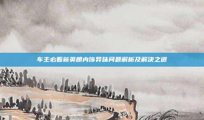 车主必看新英朗内饰异味问题解析及解决之道