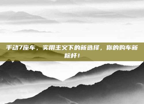 手动7座车,实用主义下的新选择,你的购车新标杆!