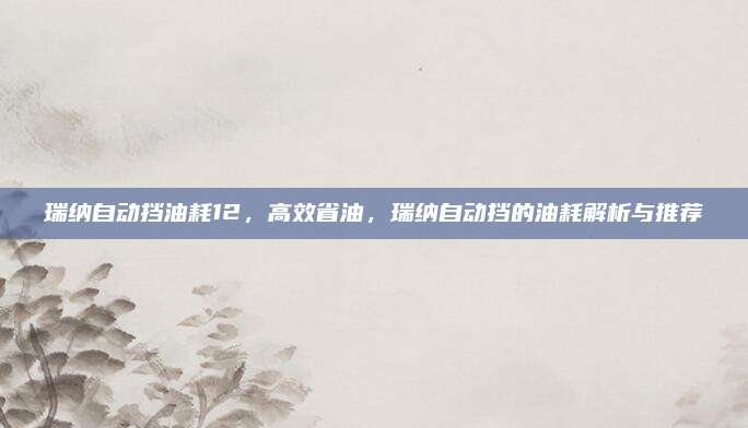瑞纳自动挡油耗12,高效省油,瑞纳自动挡的油耗解析与推荐