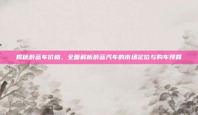 揭秘蔚蓝车价格，全面解析蔚蓝汽车的市场定位与购车预算