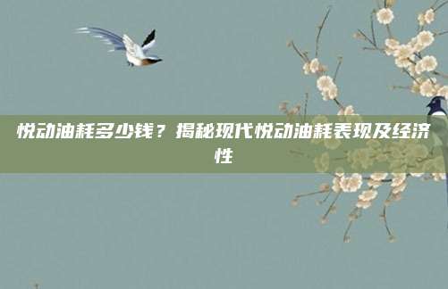 悦动油耗多少钱？揭秘现代悦动油耗表现及经济性