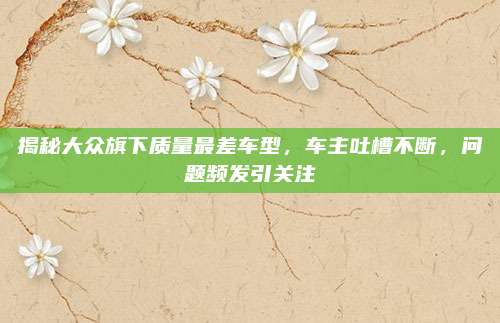 揭秘大众旗下质量最差车型,车主吐槽不断,问题频发引关注