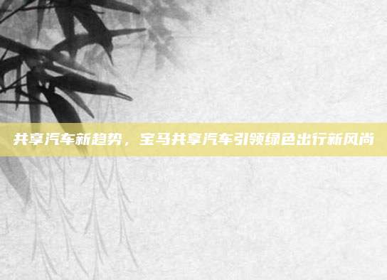 共享汽车新趋势,宝马共享汽车引领绿色出行新风尚