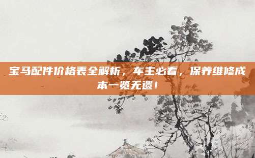 宝马配件价格表全解析,车主必看,保养维修成本一览无遗!