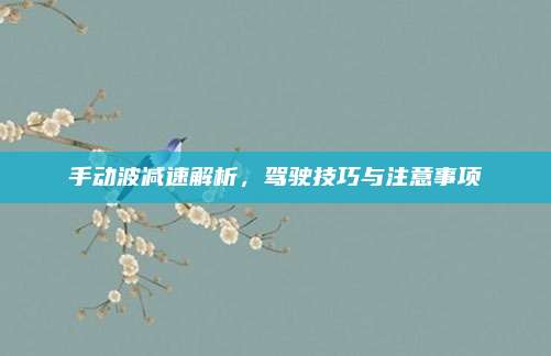 手动波减速解析，驾驶技巧与注意事项