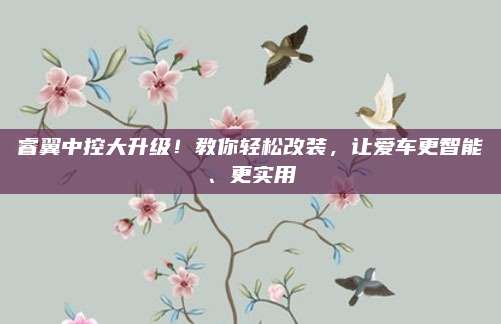 睿翼中控大升级！教你轻松改装，让爱车更智能、更实用