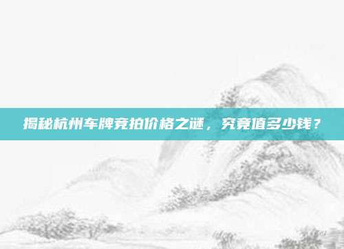 揭秘杭州车牌竞拍价格之谜，究竟值多少钱？