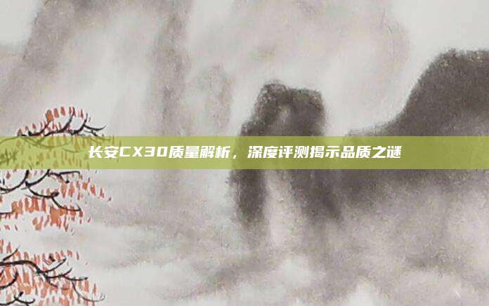 长安CX30质量解析,深度评测揭示品质之谜