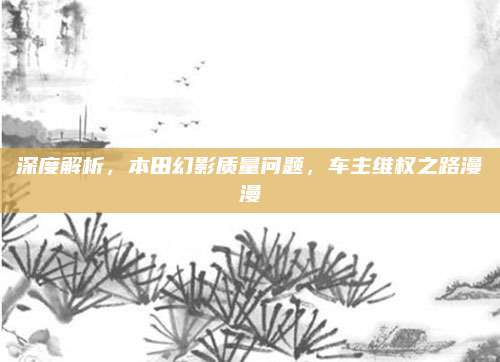 深度解析，本田幻影质量问题，车主维权之路漫漫