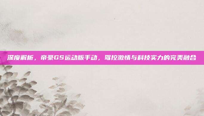 深度解析,帝豪GS运动版手动,驾控激情与科技实力的完美融合