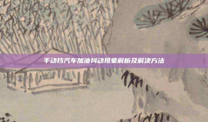 手动挡汽车加油抖动现象解析及解决方法