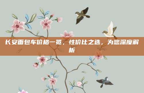 长安面包车价格一览,性价比之选,为您深度解析