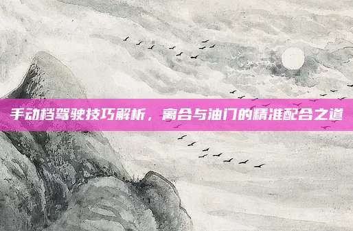 手动档驾驶技巧解析,离合与油门的精准配合之道