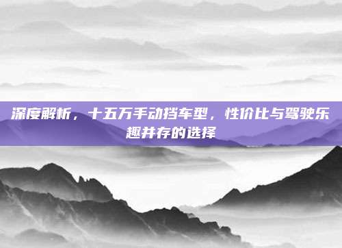 深度解析,十五万手动挡车型,性价比与驾驶乐趣并存的选择