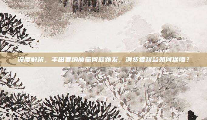深度解析,丰田塞纳质量问题频发,消费者权益如何保障?
