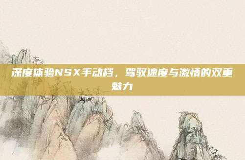 深度体验NSX手动档,驾驭速度与激情的双重魅力