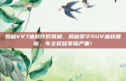揭秘VV7油耗作假真相,揭秘豪华SUV油耗猫腻,车主权益受损严重!