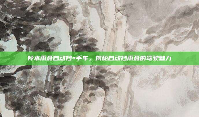 铃木雨燕自动挡=手车,揭秘自动挡雨燕的驾驶魅力