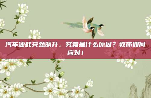 汽车油耗突然飙升,究竟是什么原因?教你如何应对!