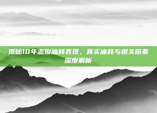 揭秘10年志俊油耗表现,真实油耗与相关因素深度解析