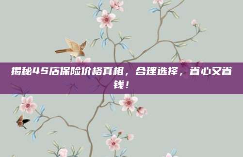 揭秘4S店保险价格真相,合理选择,省心又省钱!