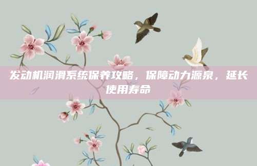 发动机润滑系统保养攻略,保障动力源泉,延长使用寿命