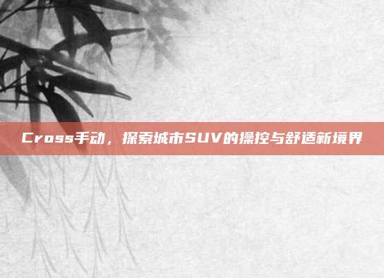 Cross手动,探索城市SUV的操控与舒适新境界
