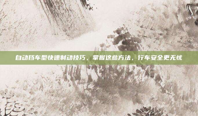 自动挡车型快速制动技巧，掌握这些方法，行车安全更无忧