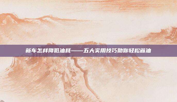 新车怎样降低油耗——五大实用技巧助你轻松省油