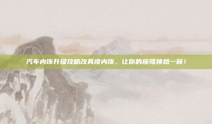 汽车内饰升级攻略改真皮内饰,让你的座驾焕然一新!