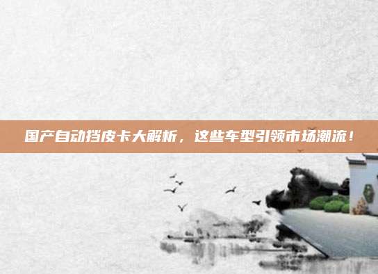 国产自动挡皮卡大解析，这些车型引领市场潮流！
