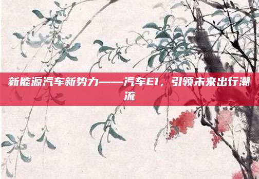 新能源汽车新势力——汽车E1，引领未来出行潮流