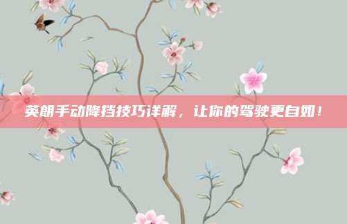 英朗手动降挡技巧详解,让你的驾驶更自如!