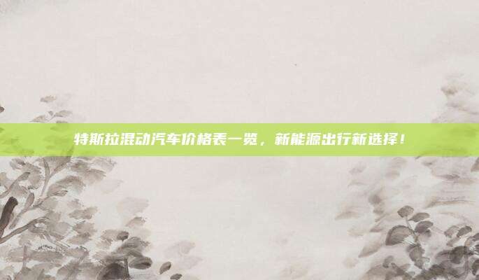 特斯拉混动汽车价格表一览，新能源出行新选择！
