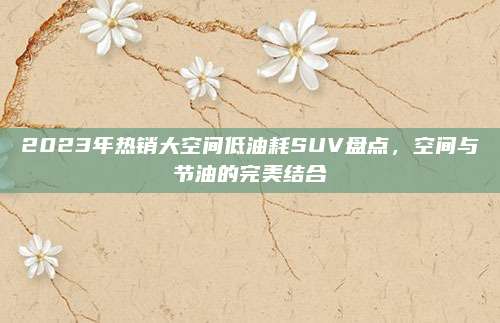 2023年热销大空间低油耗SUV盘点，空间与节油的完美结合