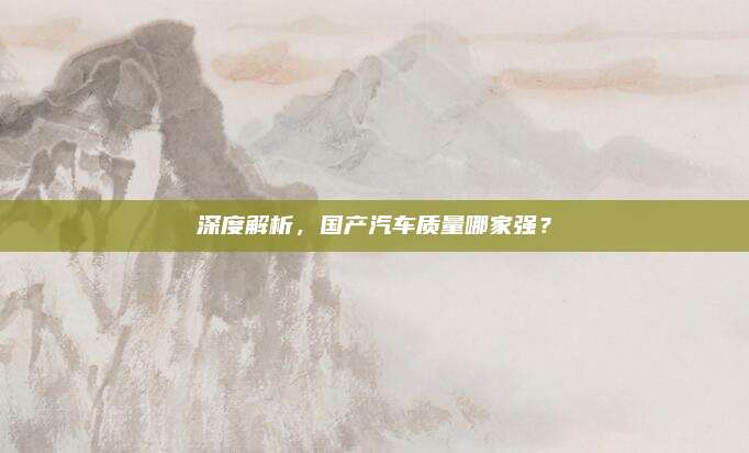 深度解析,国产汽车质量哪家强?