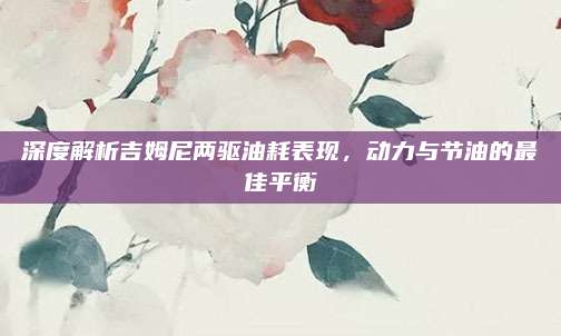 深度解析吉姆尼两驱油耗表现，动力与节油的最佳平衡
